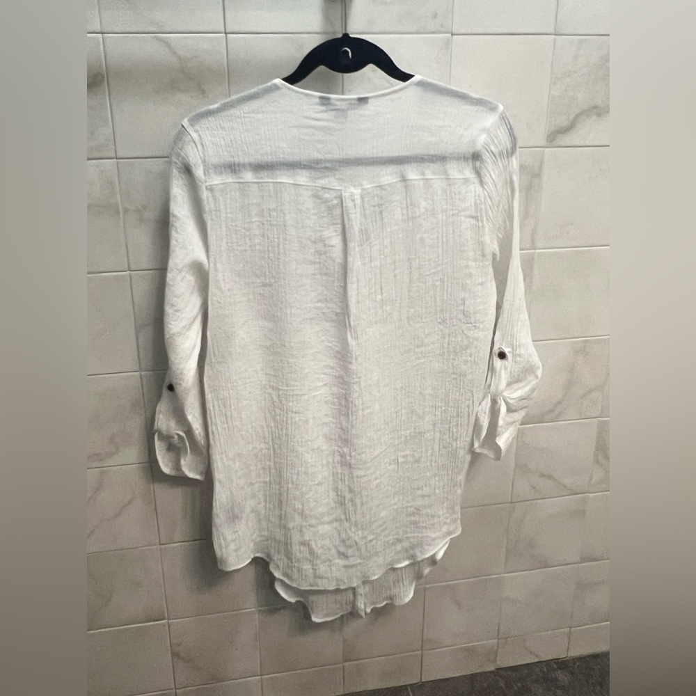 Apt. 9 Sheer White Button-Down Caftan Tunic Cover… - image 3